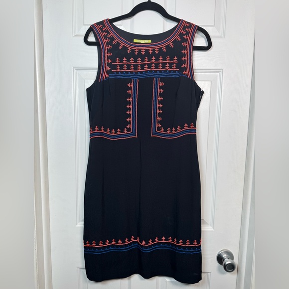 Gianni Bini Dresses & Skirts - Gianni Bini Black Embroidered Mini Dress Boho Sleeveless Size M